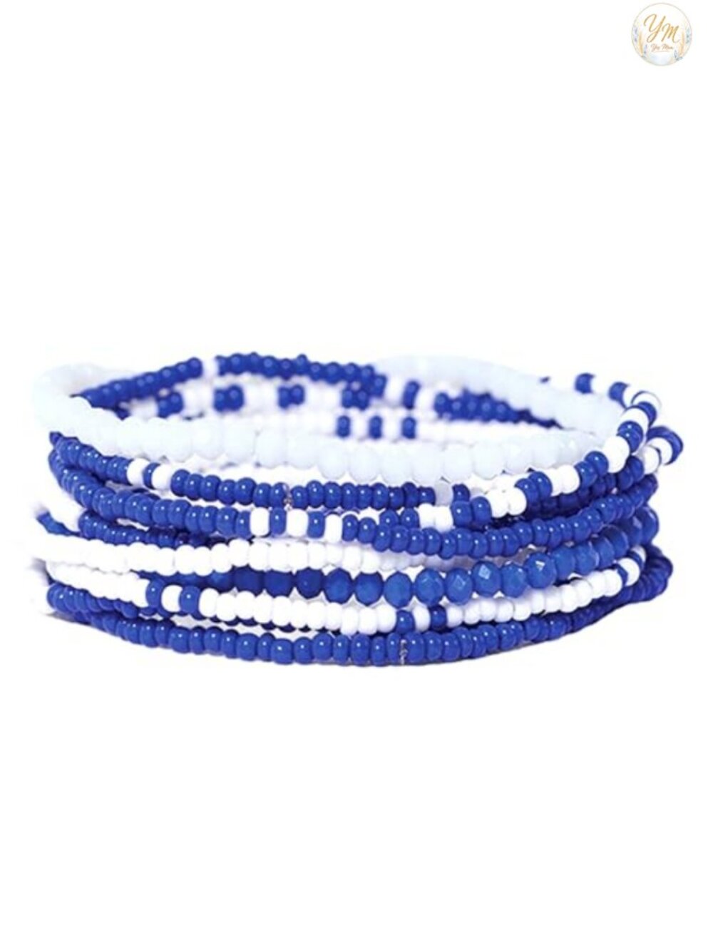 Set of 10 Handmade Glass Beaded Stretch Bracelets for Game Day Stackable